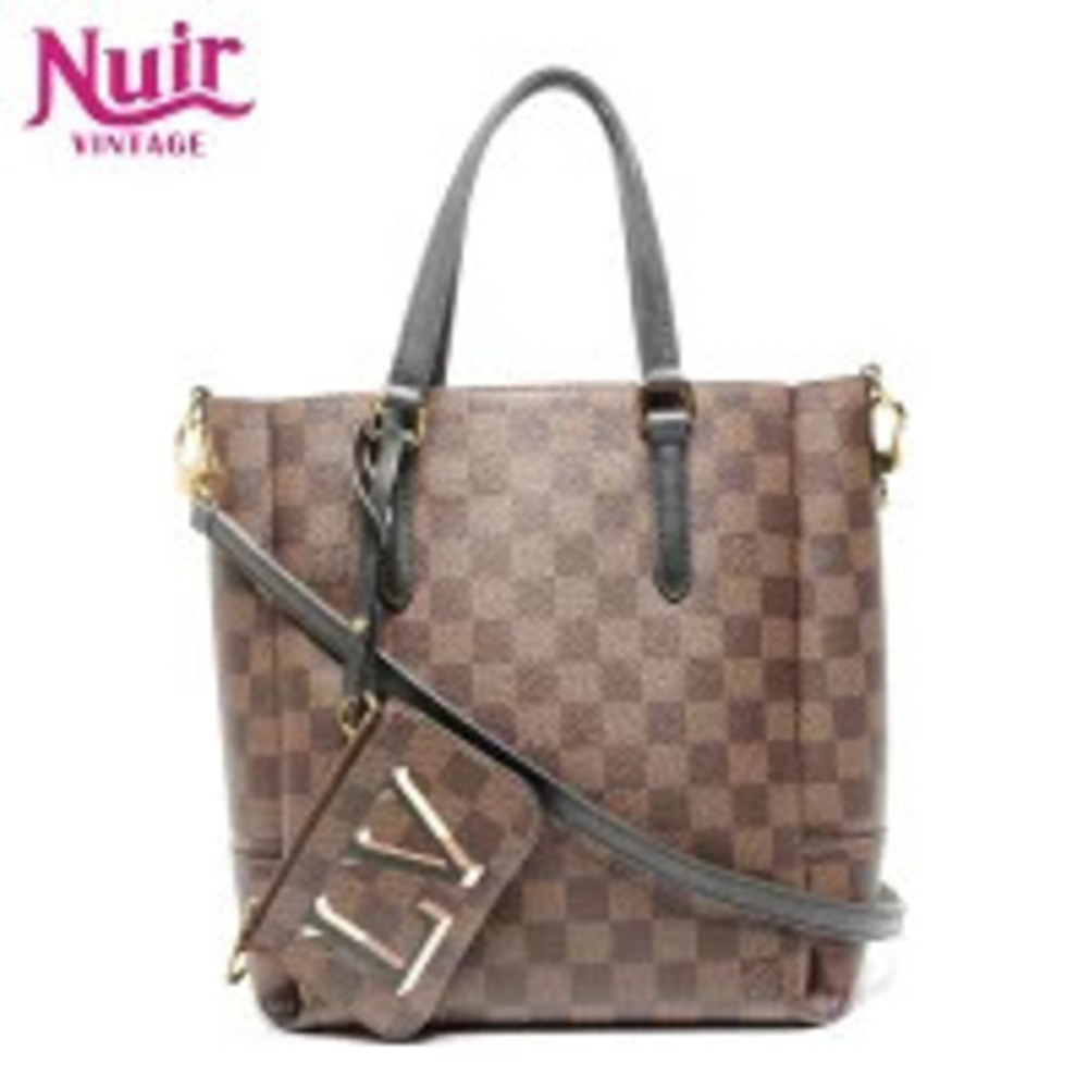 Louis Vuitton Belmont NV Damier Ebene Brown Noir Black Tote Bag Brown